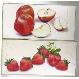 Clive Fredriksson, pair of oils on canvas, still lives fruit, 15" x 34"