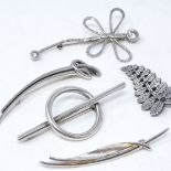 Various sterling silver brooches, including Jens Aagaard (5)