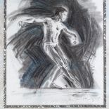 Andrew Aloof, charcoal drawing, ballet dancer, signed, 22" x 18", framed