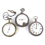 2 19th century silver pair-cased open-face key-wind pocket watches, by Kemp of Groombridge and