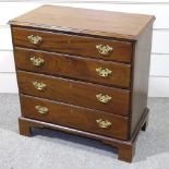 A George III mahogany bachelor's chest of 4 long graduated drawers on bracket feet, width 2'7",