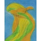 Jean Messagier, coloured etching, abstract, signed in pencil, image 17.5" x 13.5", framed