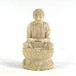 A 19th century Chinese carved ivory seated Buddha, height 10cm