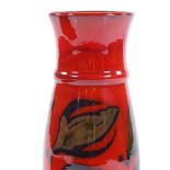 Poole Pottery Dorset Ware vase, designed in 1977 by Ros Sommerfelt, red glaze, height 22.5cm