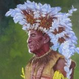 B Strauss, oil on board, Native portrait, signed, 24" x 20", and 2 other Colonial oils on canvas,