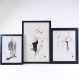 Cherri Wood, 3 watercolours, surrealist compositions, 14" x 10", framed (3)