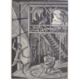 Eric Ravilious, wood engraving Doctor Faustus, 1929 edition, image 7" x 5", framed