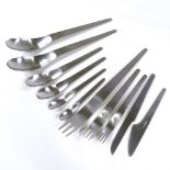 Arne Jacobsen for Michelson, an original set of stainless steel cutlery, 6 place settings,