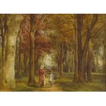 C Vickers, oil on canvas, figures in woodland, signed, 8" x 12", framed