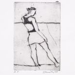 Tom Hammick, etching, dancer, signed in pencil, 1998, artist's proof, plate size 6" x 4", unframed