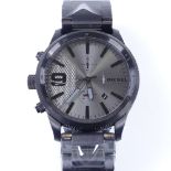 DIESEL - a black stainless steel Rasp quartz chronograph wristwatch, black dial with baton hour