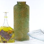 3 pieces of Studio glass, including a Kosta Boda multi-colour bottle vase, height 24cm (3)