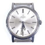 OMEGA - a stainless steel Geneve automatic wristwatch head, silvered dial with baton hour markers