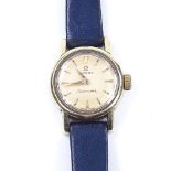 OMEGA - a lady's gold plated Seamaster mechanical wristwatch, champagne dial with baton hour