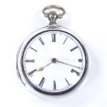 A 19th century silver pair-cased open-face key-wind Verge pocket watch, by J Fleming of Liverpool,