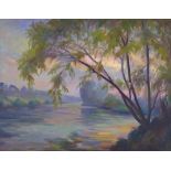 Joseph Reymen (1906 - 1988), oil on canvas, impressionist river scene, signed, 20" x 26", framed