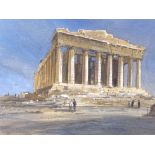 Anthony Flemming, watercolour, Greek temple ruins, signed, 10" x 14", framed