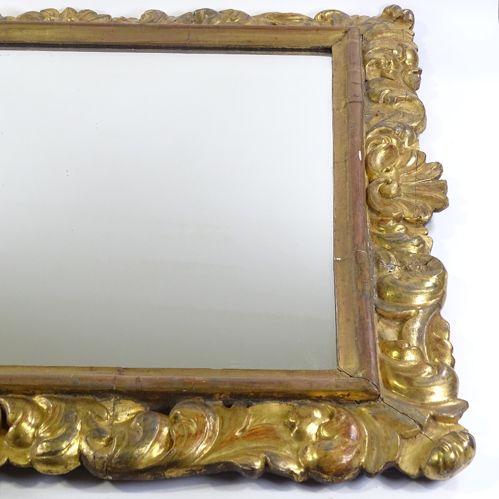 A 19th century Florentine carved acanthus giltwood-framed wall mirror, overall dimensions 98cm x - Image 3 of 3