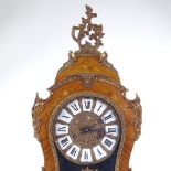 A German reproduction kingwood and marquetry balloon-cased bracket clock and bracket, allover cast