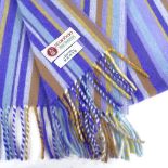 Standun Irish, 100% cashmere striped scarf in purple/blue/beige, 174cm x 26cm