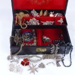 Various silver and costume jewellery, including Norwegian enamel brooch etc