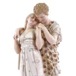 Continental porcelain Classical couple, circa 1900, RW factory marks under base, height 41cm