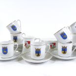 Arabia Finland, armorial coffee cans and saucers