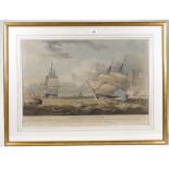 T Sutherland after W Huggins, hand coloured aquatint, Table Bay, Cape of Good Hope, published