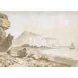 Nicholas Pocock OWS (1740 - 1821), watercolour, Eaglestones Hastings, 7.5" x 10.5", framed