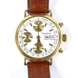 CORTEBERT - an 18ct gold automatic chronograph wristwatch, white dial with gilt baton hour