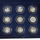 Royal Mint Silver Proof Crown collection, 1947 - 2007 Diamond Wedding Anniversary in wooden case