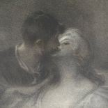 Firmin Bouisset, mezzotint, Le Baiser, image 11" x 14.5", unframed