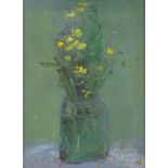 Fred Cuming, oil on board, still life, flowers in a glass vase, signed, 8" x 5.5", framed