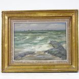 Henri Meuwis (1870 - 1935), oil on board, seascape, signed, 9" x 13", framed