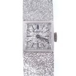 BUECHE GIROD - a lady's 9ct white gold cocktail wristwatch, textured dial with painted baton hour