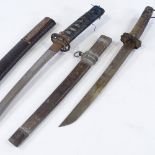 2 Japanese Wakazashi daggers, probably early to mid-20th century, with original scabbards