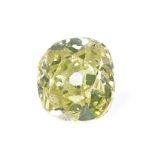 An unmounted 0.5ct fancy light yellow cushion-cut diamond, diamond measures: 5.00mm x 4.55mm x 2.