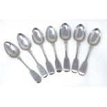 Various silver Fiddle pattern dessert spoons, including Georgian and Victorian, 8.5oz total (7)