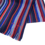 Ted Baker London, long wool striped scarf in red/blue/grey, 166cm x 26cm