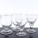 4 various 19th century handmade ale glasses, largest height 15cm