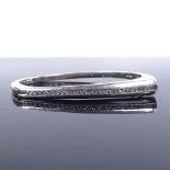 A Danish sterling silver and white stone set hinged bangle, of stylised form, by Jens Aagaard-