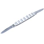 A Georg Jensen Danish sterling silver penknife, of plain stylised ribbed form, length 7.5cm