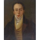 Early 19th century English School, oil on canvas, half length portrait of a gentleman, unsigned, 16"