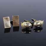 A pair of David Andersen Norwegian sterling silver-gilt cufflinks, together with a pair of Danish