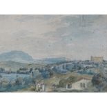 19th century watercolour, Colonial landscape near Port Maria Jamaica, unsigned, 7.5" x 10.5", framed