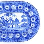 A 19th century John Rogers blue and white transfer meat plate, depicting Oriental scene with