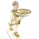 An early 20th century carved wood decanter in the form of a Pierrot clown, height 28cm
