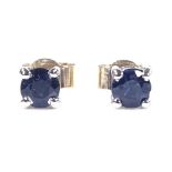 A pair of 9ct white gold solitaire sapphire earrings, with stud fitting, earring diameter 4.2mm, 0.