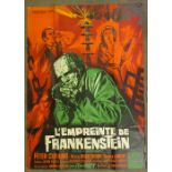 The Evil of Frankenstein (1964), French film poster, Hammer Film/Universal starring Peter Cushing,