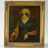 Mid-19th century English School, pair of oils on canvas, portraits of a man and a woman, unsigned,